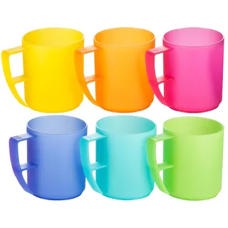 Kigima Plastikbecher mit Henkel 0,3l 6er Set Rainbow – bunte, extra stabile Trinkbecher für Kinder, Partys, Festivals – Mehrweg Kunststoffbecher – Becher aus Plastik – wiederverwendbare Plastik-Becher