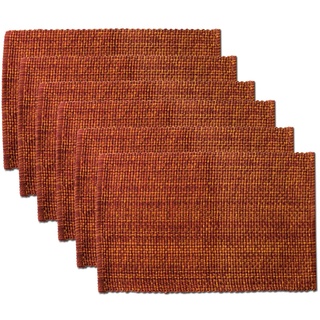 Sweet Home Collection P-MAT-169-RUS-6PK 100% Cotton Placemats for Dining Room Tables Rectangle Two Tone Weiches, strapazierfähiges Tischset aus gewebtem Stoff, 25,4 x 48,3 cm, Baumwolle, Rust