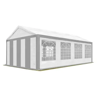 TOOLPORT Partyzelt 4x8 m Pavillon starke PVC 600 N Plane wasserdicht grau weiß