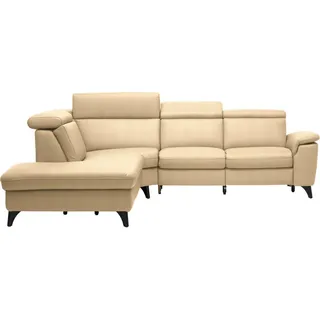 Cantus Ecksofa , Beige , Leder , Echtleder , Color-Finish-Leder , Uni , Ottomane links, L-Form , 289x239 cm , Typenauswahl, Bettkasten erhältlich, Fußauswahl, Lederauswahl, Stoffauswahl, seitenverkehrt erhältlich, Hocker erhältlich, Rückenfutter , Wohnzimmer, Sofas & Couches, Wohnlandschaften, Ecksofas