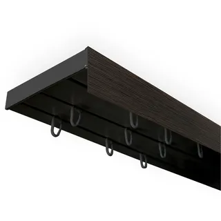 Gardinenschiene SN DECO GROUP "Vorhangschiene SH (1) mit Blende 5 cm" Gr. 3, schwarz (schwarz, wengefarben), L:180cm T:8,95cm, Kunststoff, Gardinenstangen, Gardinenschiene