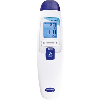 VEROVAL 2 in 1 Infrarot-Fieberthermometer, schnelles Fiebermessen im Ohr und an der Stirn, ideal für Familien, inklusive 10 Schutzkappen