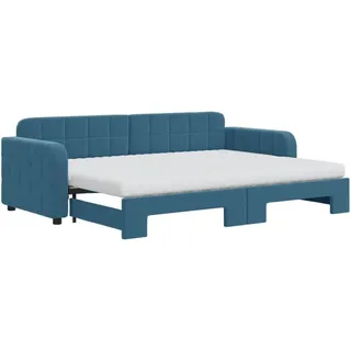 vidaXL Tagesbett Ausziehbar mit Matratzen Blau 80x200 cm Samt - Blau