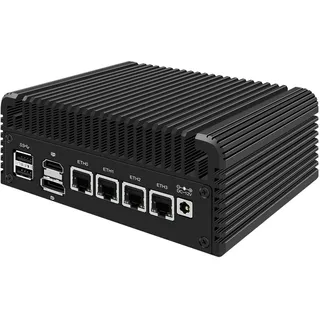 HUNSN Micro Firewall Appliance, Mini PC, VPN, Router PC, Intel Alder Lake-N 12th Gen N100, RJ35, GPIO, TF Slot, HDMI, DP, 4 x 2.5GbE I226-V, Barebone, NO RAM, NO Storage, NO System