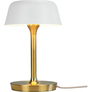 Tischlampe, Tischleuchte, Nachttischlampe, Schreibtischlampe, LED Leselampe, Valencia weiß Messing - Weiß, Gold