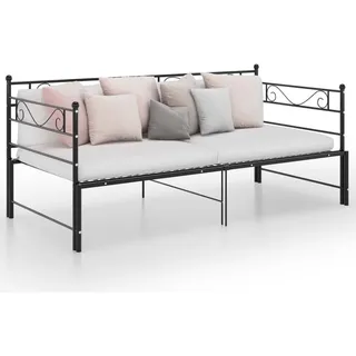 The Living Store Tagesbett Ausziehbar Schwarz Metall 90x200 cm - Schwarz