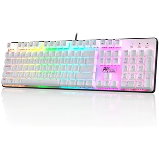 RK ROYAL KLUDGE RK920 Mechanische Tastatur in voller Größe, Gaming-Tastatur mit Regenbogenbeleuchtung, Mechanische Tastatur mit 104 Tasten und Nummernblock, ganz roter Schalter, QWERTY