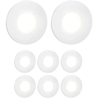 ledscom.de 8 Stück LED Treppenlicht/Wandeinbauleuchte FEX für innen und außen, rund, 85mm Ø, kaltweiß