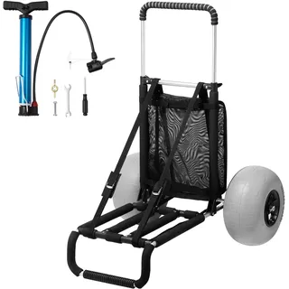 VEVOR Strandkarre Bollerwagen Sandwagen, Strandwagen 74,84 kg Tragkraft, Zusammenklappbarer Sandwagen aus Aluminium 685 bis 1135 mm Einstellbare Höhe, Robuster Wagen für den Strand