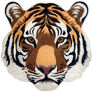 YuChiSX Kinderzimmer Teppiche Junge,Tiger Motiv - 120 x 120 cm Teppich Tiere Waschbar für Jungenzimmer,Kinderzimmer,Babyzimmer