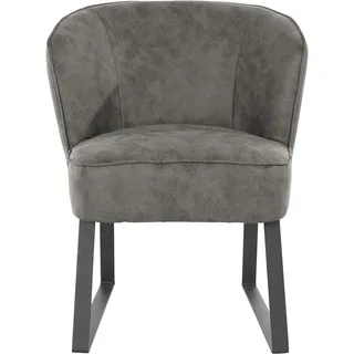 exxpo - sofa fashion Sessel Americano grau 66 x 80 x 69 cm mit Keder und Metallfüßen