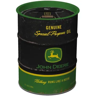 Nostalgic-Art Retro Spardose, 600 ml, John Deere – Special-Purpose Oil Black – Geschenk-Idee für Traktor-Fans, Original Lizenzprodukt (OLP), Sparschwein aus Metall, Vintage Blech-Sparbüchse