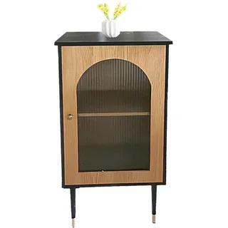 Romimex Sideboard, Schwarz, Natur, Metall, MDF, 82 x 55 x 55 cm