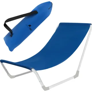 Strandliege mit Tragetasche Klappbar Belastbar bis 110 kg Wasserdicht Garten Tarasse Strand Camping Stahl Blau 23563 - Blau