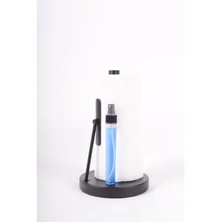 Nachhaltiger Küchenrollenhalter mit Sprühflasche, Küchenorganizer mit Spray Home Living in schwarzem mattem Design, Multifunktions Küchenhelfer für Papierhandtücher, Papierhandtuchhalter, Edelstahl