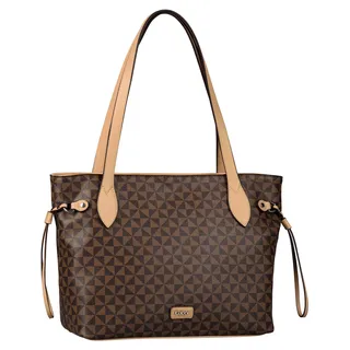 Shopper GABOR "Barina", Damen, Gr. B/H/T: 41,5cm x 29cm x 13cm, braun, Polyurethan, beschichtet, gepflegt, kontrastfarbene Details, Taschen Shopper, aus Lederimitat mit charakteristischem All-Over-Druck und Metall Logo