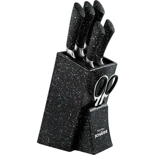 Schäfer Messerblock Messerset Marble Black (7tlg), ergonomische Softgriffe