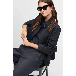 Kurzblazer CINQUE "CILOKO", Damen, Gr. 40, dunkelblau, Web, Obermaterial: 52% Polyester, 21% Polyamid, 17% Viskose, 10% Elasthan, unifarben, tailliert hüftlang, hoch geschlossener Ausschnitt, abgesteppte Kante, Blazer Kurzblazer, Stehkragen, taillierter Schnitt, elastischer Materialmix