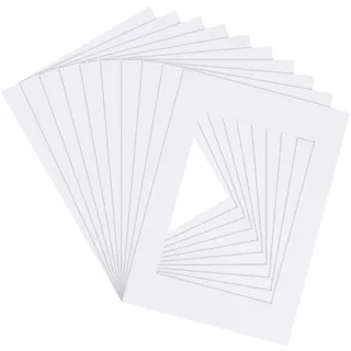 Fodlon 10 Stück Passepartouts A3, Passepartout Weiß für Bilderrahmen, Rahmen Passepartout Karton für Bilder im Format A4