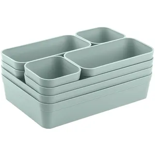 Gariella 1x Schubladen-Organizer Set Aufbewahrungs-Box Einteiler Trenn-System verstellbar Utensilien Stauraum Wohn-Badezimmer Kunststoff pastell-grün