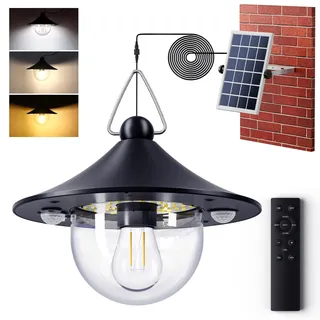Quntis Solarlampen für Außen Innen Hängend, 1000LM 4400mAh Solar Hängelampe Outdoor mit Bewegungssensor Fernbedienung, 3 Farben 5 Modi Hängeleuchte, IP65 wasserdichte Pendelleuchte Garten mit 5m Kabel
