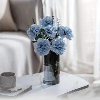 Glasseam Grau Glasvase Zylinder für Tischdeko: Deko Vase Groß für Home Wohnzimmer Küche Esstisch Regal Dekoration - Glas Blumenvase Modern Windlicht Kerzenhalter für Blumen Kerzen