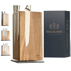 WALDLAND Premium Messerblock ohne Messer I Messerblock magnetisch und 360° drehbar aus edlem und robustem Akazienholz I Messerhalter magnetisch für Messer I Holzblock Küchen-Organizer