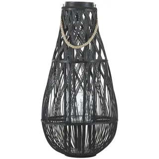Beliani Laterne Schwarz Tonga , Holz , Oval , 39x77x39 cm , Dekoration, Laternen & Windlichter, Windlichter