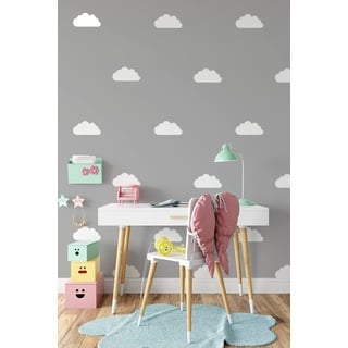 QuoteMyWall 60 Mini Wolken Kinderzimmer Wandaufkleber/Kinder Wandaufkleber Abnehmbare Wandkunst Home Decor Tapete Wandbild Weiß Wandaufkleber für Kinderzimmer Baby