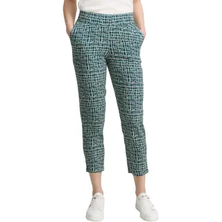 TOM TAILOR Damen 1046512 Loose Slim Fit Hose, 38116 - Abstract Tel Green Grid Design, 44W / 28L EU