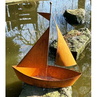 Edelrost Design Edelrost Schiff zum Bepflanzen 64x54cm Rost Blumentopf Segelschiff Boot Maritime Gartendeko Pflanzschale Windlicht Garten Nordsee