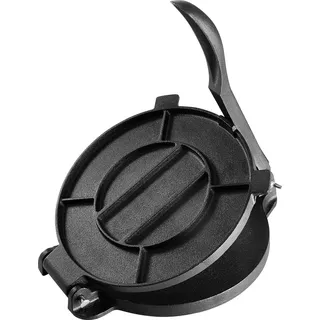 SucceBuy 8 Zoll Tortillapresse, robuster Roti-Maker aus Gusseisen, vorgewürzte Tortilladora mit 100 Stück Pergamentpapier, ideal für Mehl-Tortillas, Tawa, Silber - Silber