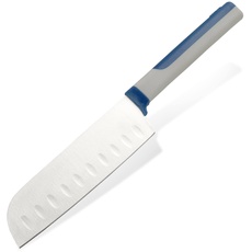 Tasty Santokumesser Live Knife– 13cm Klinge – Für präzises Schneiden in Küche: Hacken, Würfeln, Filieren – Grau/Blau/Silber