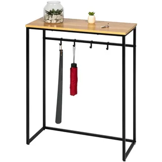 eluno Konsolentisch mit Holzablage, schwarz , Schwarz , Metall , 70x89.5x30 cm , FSC 100% , Wohnzimmer, Wohnzimmertische, Konsolentische
