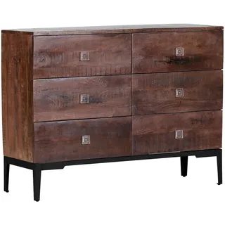 Sideboard , Schwarz, Dunkelbraun , Kunststoff , Mangoholz , massiv , 6 Schubladen , 120x90x42 cm , Typenauswahl, Beimöbel erhältlich , Holzmöbel, Kommoden Holz, Sideboards Holz