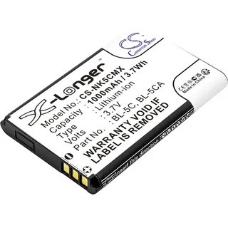 TECHTEK Akku Kompatibel mit [Nokia] 105 (2023), 105 4G (2023), 1100, 1101, 1110, 1110i, 1112, 1200, 1208, 1255, 1280, 1315, 1600, 1650, 2112, 2118, 2 - Schwarz