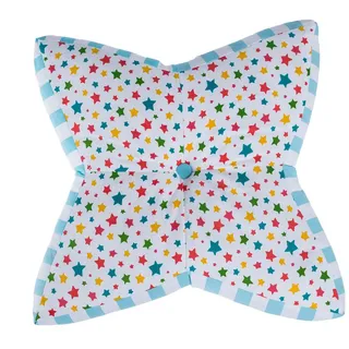 Homescapes Bodenkissen Stern, bunte Sterne & blaue Streifen 70/48/7 cm , Multicolor , Textil , Stern/Sternzeichen , Füllung: Polyester , 48x7x70 cm , Oeko-Tex® Standard 100 , Heimtextilien, Wohntextilien, Kissen