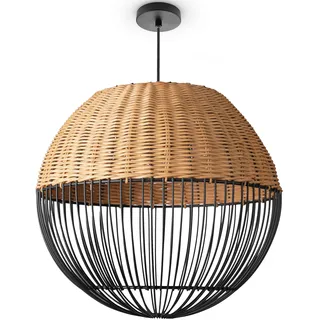 Paco Home Pendelleuchte »PURO«, Leuchtmittel E27   ohne Leuchtmittel, Rattanlampe Korb Lampe LED Boho Natur Vintage Rund E27, schwarz