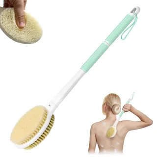 Elzle Rückenbürste Duschbürste, 44 cm Körperduschbürste Badebürste mit langem stiel,Doppelseitige Massagebürste Peelingbürste zum Entfernen Abgestorbener Haut, CellGulite Grün