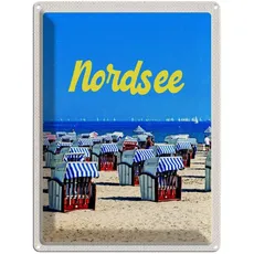 Blechschild 30x40 cm - Nordsee Strand Strandkorb Meer
