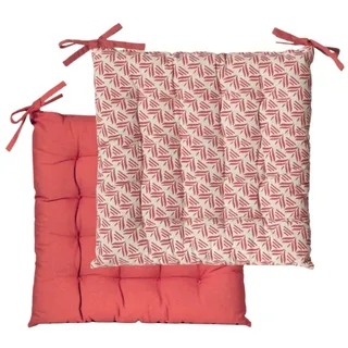 Atout Ciel Stuhlkissen, quadratisch, zweifarbig, 40 x 40 cm, Terrakotta, Bedruckt/einfarbig
