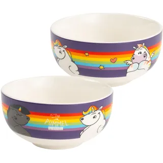 United Labels Pummel & Friends Pummeleinhorn Schüssel - Regenbogen Müslischüssel Schale aus Keramik 400 ml