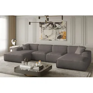 Wohnlandschaft U-Form CELES in Stoff Scala Taupe - Beige