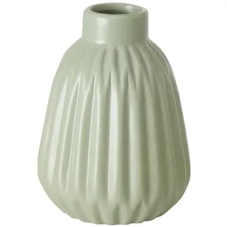 Boltze Home Vase Esko grün gestreift , Keramik , 12 cm , Dekoration, Vasen, Keramikvasen