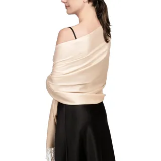 Achillea Großer weicher seidiger Pashmina-Schal in einfarbigen Farben, Cremeweiß/Beige, 27" W x 78" L