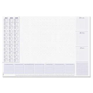 SIGEL H7355 Papier-Schreibtischunterlage DIN A2, Kalender 2027-2029 und Wochenplan, 30 Blatt, lila, Schreibunterlage zum Abreißen aus nachhaltigem Papier