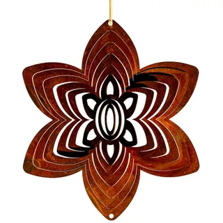Windspiel Spirale Blüte 22 cm im Rost Design - Garten Deko, Rostdeko, Hänger, Fensterschmuck