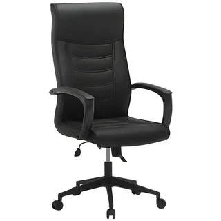 JV moebel Büro-Drehstuhl Leder 55 x 100-115 x 60 cm Schwarz
