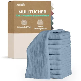 Laleni Spucktücher Baby im 20er Set aus Reiner Baumwolle - schadstofffreie Mulltücher weich 70x70 saugstarke Mussellintücher Baby - Musselin Tuch als Mullwindel waschbare Mulltücher - Blau