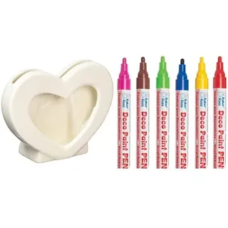 Baker Ross Herz Bilderrahmen aus Porzellan Box mit 3und Deko-Lackstifte (Packung B) 6 Stück